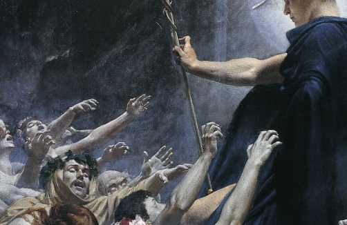 Belvedere Wien, Adolf Hirémy-Hirschl, Die Seelen am Acheron, 1898, Detail, Belvedere, Wien, Inv. Nr. 942