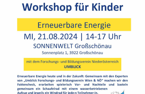 Ferienworkshop für Kinder "Erneuerbare Energie"