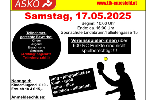 11.TTK-Enzesfeld Hobby-Tischtennis Turnier 2025