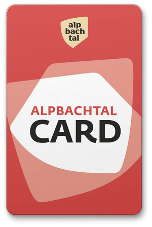 Eine rote Karte mit der Aufschrift "Alpbachtal Card" und dem Alpbachtal-Logo am oberen Rand.